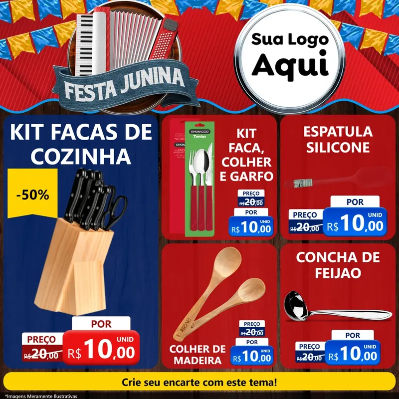Modelo de Rede Social para Feed Facebook com o tema Festa Junina para Utilidades Domésticas