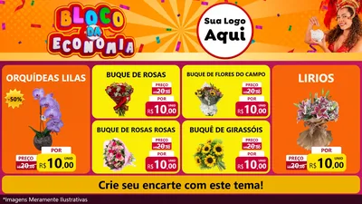 Modelo de TV para TV Horizontal com o tema Bloco da Economia para Floricultura e jardim