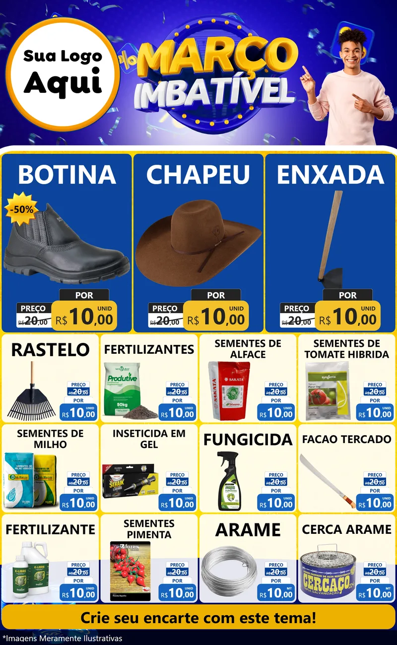 Modelo de Encarte para Encarte Grande com o tema Março Imbatível para Agropecuária