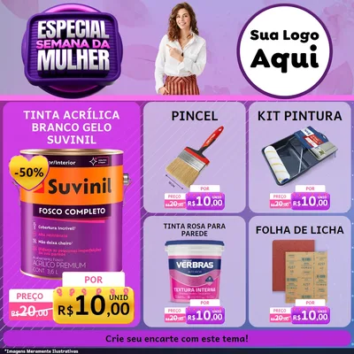 Modelo de Rede Social para Feed Facebook com o tema Especial Semana da Mulher para Tintas e Ferramentas