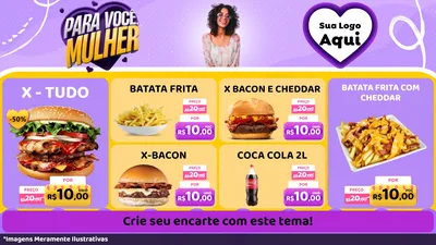 Modelo de TV para TV Horizontal com o tema Para Você, Mulher para Hamburgueria