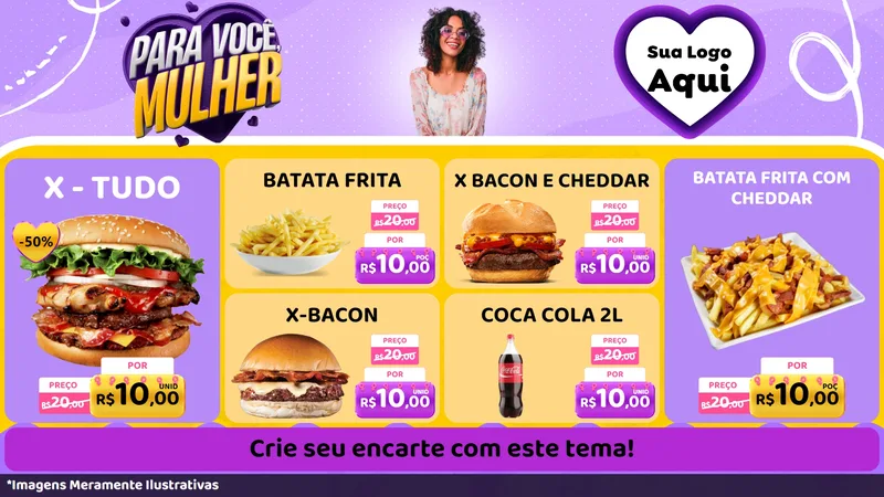 Modelo de TV para TV Horizontal com o tema Para Você, Mulher para Hamburgueria