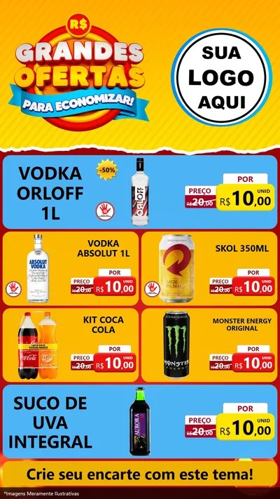 Modelo de TV para TV Vertical com o tema Grandes Ofertas Para Economizar! para Distribuidora de bebidas