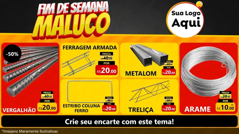 Modelo de TV para TV Horizontal com o tema Final de Semana Maluco para Ferragens