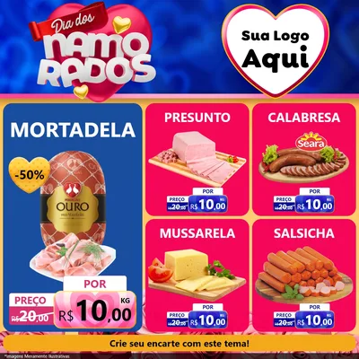 Modelo de Rede Social para Feed Facebook com o tema Dia dos namorados para Frios e Laticínios