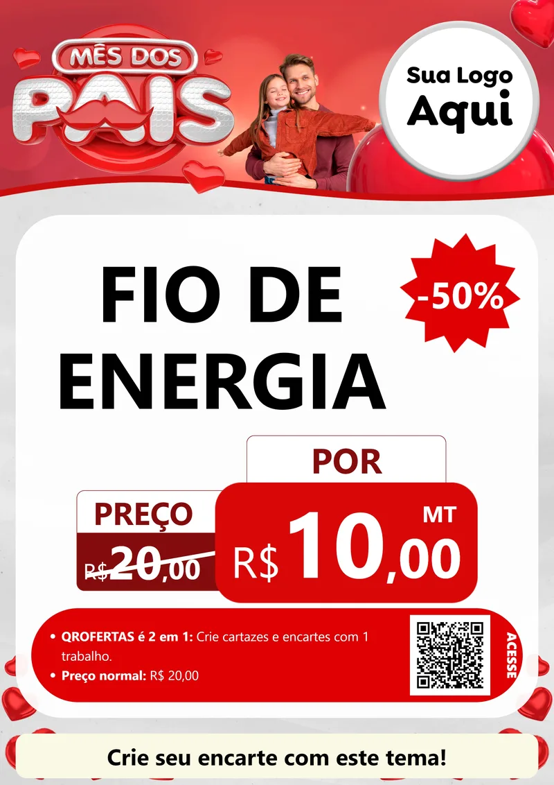 Modelo de Cartaz para Cartaz A4 Vertical com o tema Mês dos Pais para Materiais Elétricos