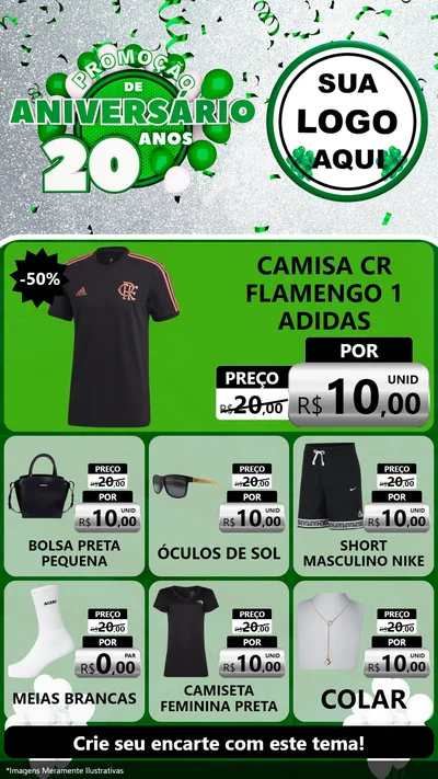 Modelo de Rede Social para Stories com o tema Promoção de Aniversário - 20 Anos para Roupas e acessórios