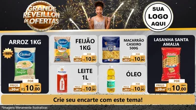 Modelo de TV para TV Horizontal com o tema Grande Réveillon de Ofertas para Supermercado