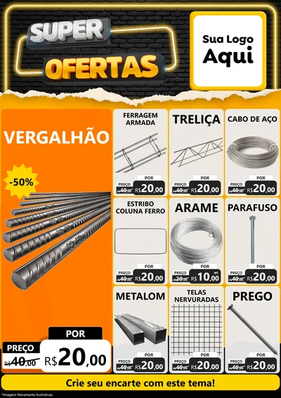 Modelo de Encarte para Encarte A4 Vertical com o tema Super Ofertas para Ferragens