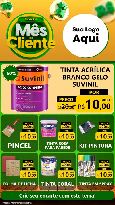 Modelo de Rede Social para Stories com o tema Especial Mês do Cliente para Tintas e Ferramentas