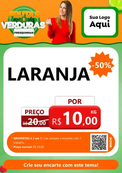 Modelo de Cartaz para Cartaz A4 Vertical com o tema Frutas e Verduras para Hortifrúti