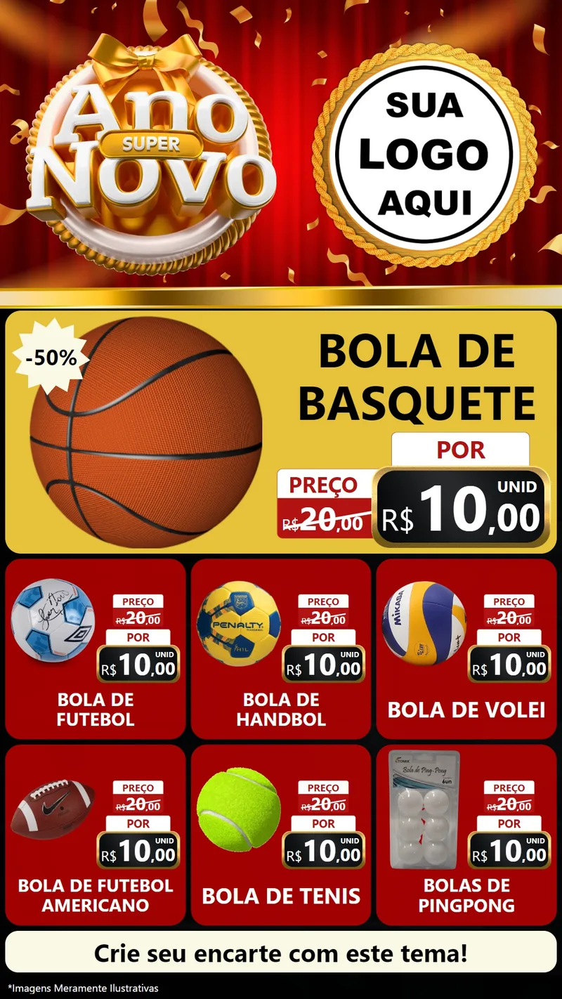 Modelo de Rede Social para Stories com o tema Super Ano Novo para Artigos Esportivos