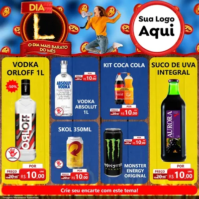 Modelo de Rede Social para Feed Facebook com o tema Dia L - O Dia Mais Barato Do Mês para Distribuidora de bebidas