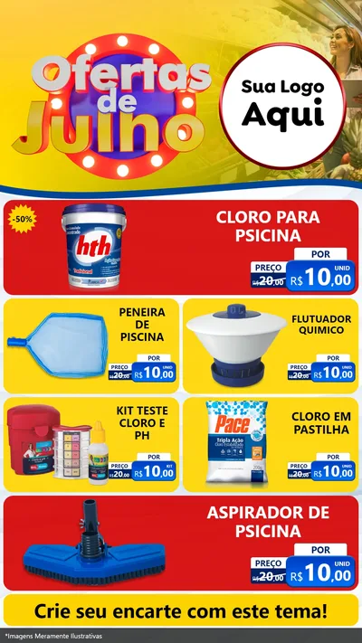 Modelo de TV para TV Vertical com o tema Ofertas de Julho para Produtos para Piscina