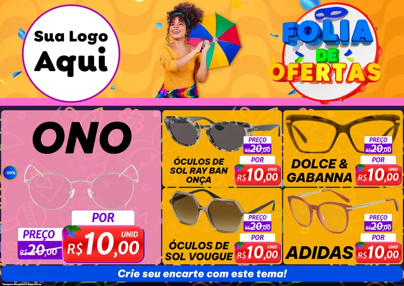 Modelo de Encarte para Encarte A4 Horizontal com o tema Folia de Ofertas para Óticas