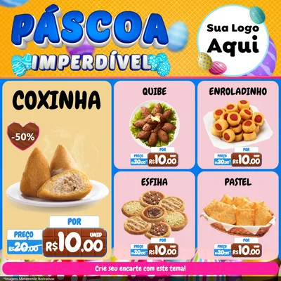Modelo de Rede Social para Feed Facebook com o tema Páscoa Imperdível para Salgadaria