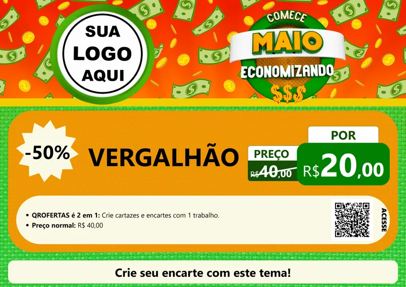 Modelo de Cartaz para Cartaz A4 Horizontal com o tema Comece Maio Economizando para Ferragens