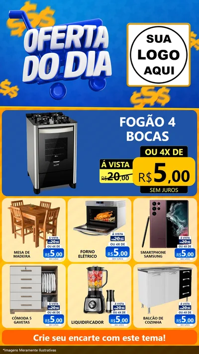 Modelo de Rede Social para Stories com o tema Oferta do Dia para Móveis e Eletro