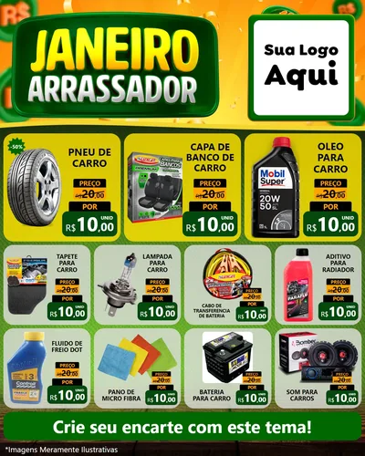 Modelo de Rede Social para Feed Instagram com o tema Janeiro Arrasador para Auto peças