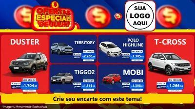 Modelo de TV para TV Horizontal com o tema Ofertas Especiais de Julho para Concessionaria de Carros
