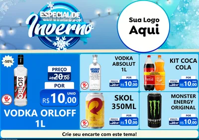 Modelo de Encarte para Encarte A4 Horizontal com o tema Especial de Inverno para Distribuidora de bebidas