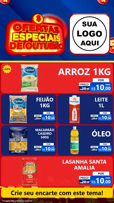 Modelo de TV para TV Vertical com o tema Ofertas Especiais de Outubro para Supermercado