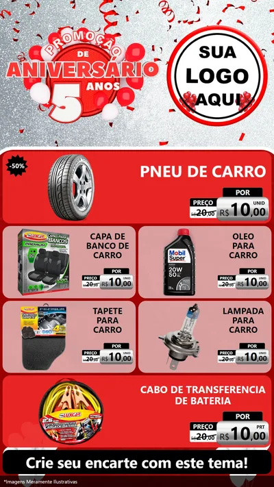 Modelo de TV para TV Vertical com o tema Promoção de Aniversário - 5 Anos para Auto peças
