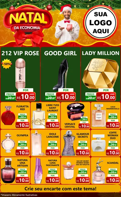 Modelo de Encarte para Encarte Grande com o tema Natal da Economia para Perfumes