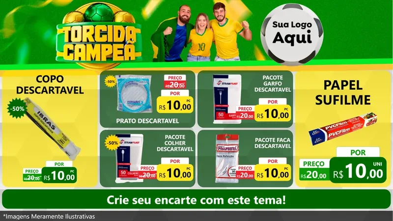 Modelo de TV para TV Horizontal com o tema Torcida Campeã - Copa para Embalagens