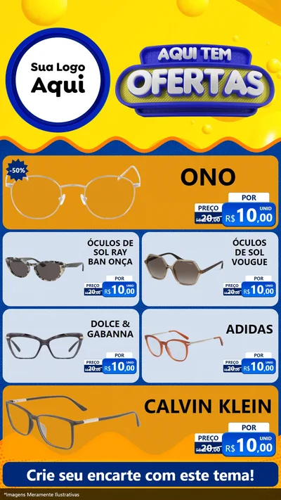 Modelo de TV para TV Vertical com o tema Aqui Tem Ofertas para Óticas