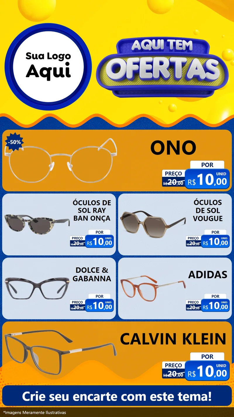 Modelo de TV para TV Vertical com o tema Aqui Tem Ofertas para Óticas