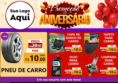Modelo de Encarte para Encarte A4 Horizontal com o tema Promoção de Aniversário para Auto peças