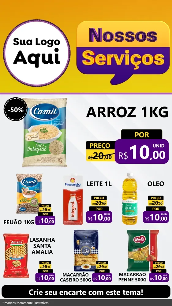 Modelo de Rede Social para Stories com o tema Nossos Serviços para Supermercado