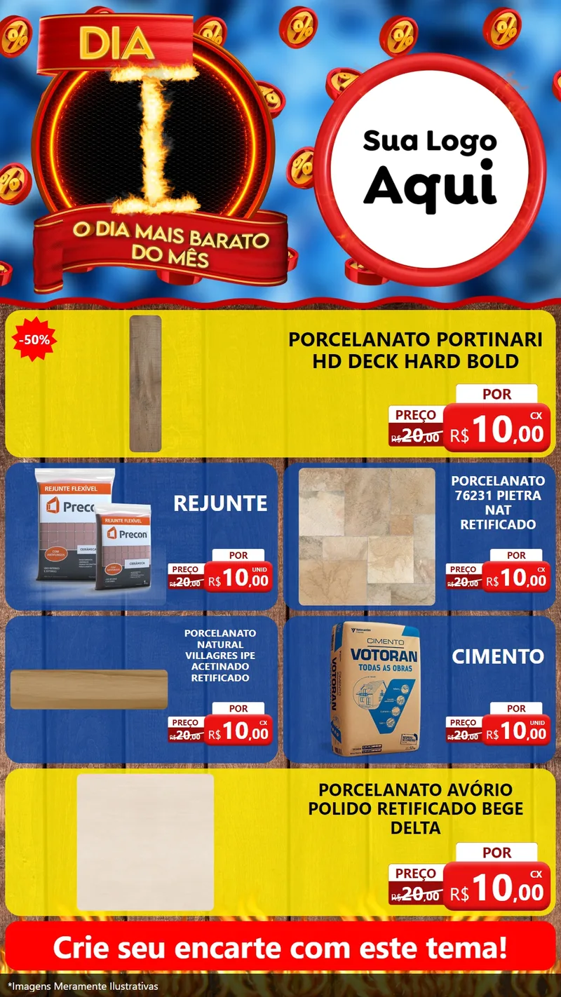 Modelo de TV para TV Vertical com o tema Dia I - O Dia Mais Barato Do Mês para Pisos e revestimentos