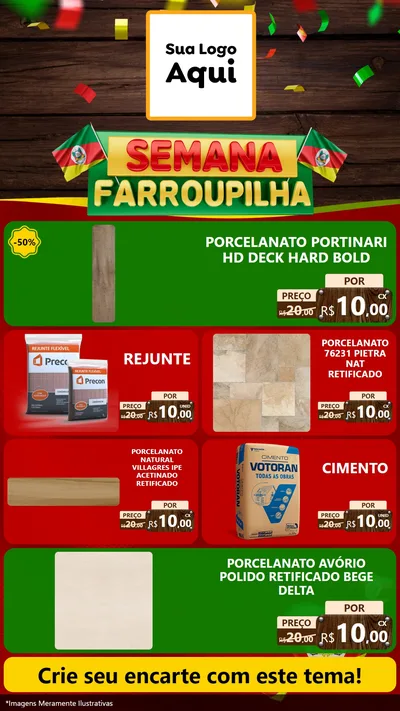 Modelo de TV para TV Vertical com o tema Semana Farroupilha para Pisos e revestimentos