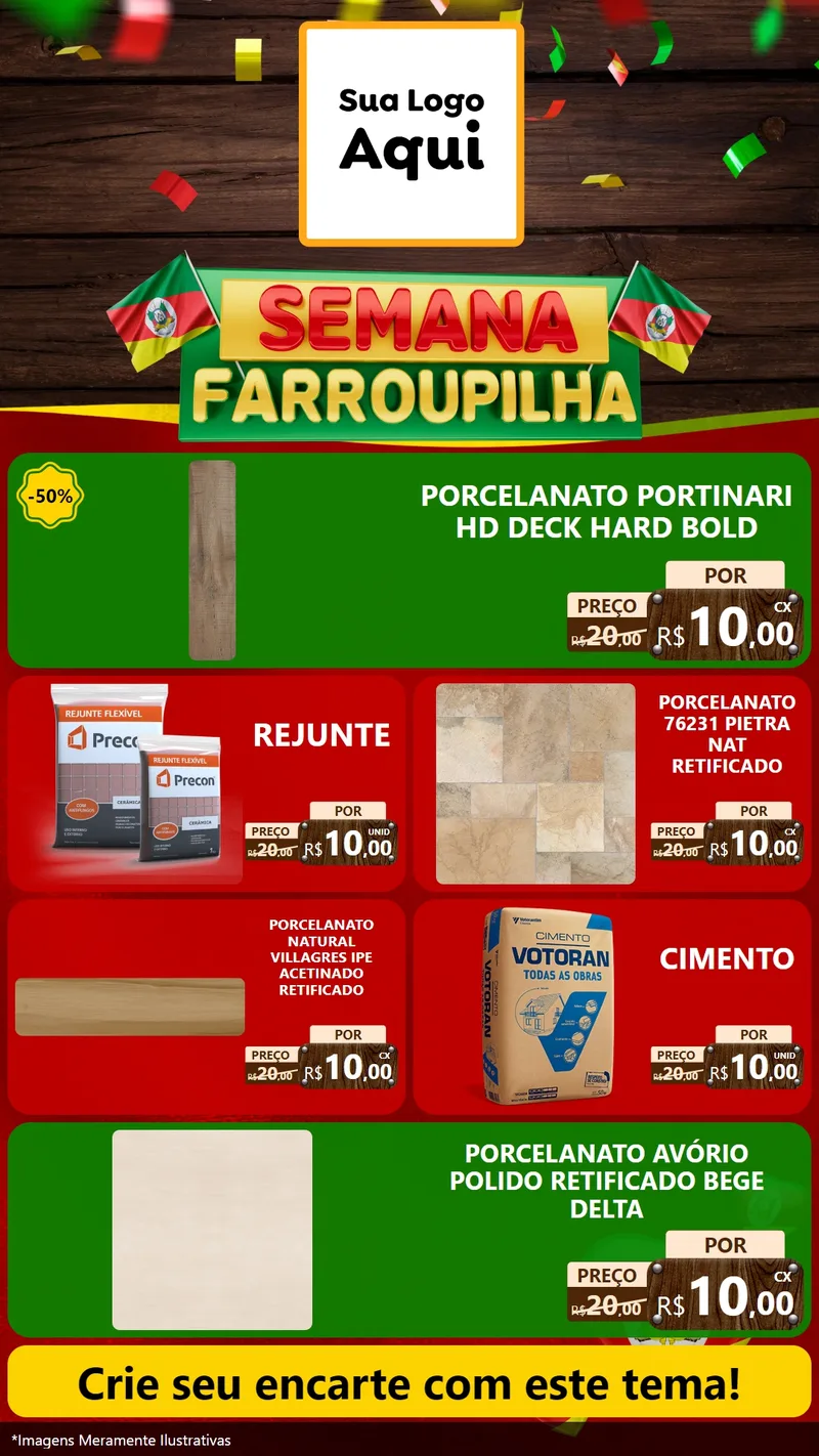 Modelo de TV para TV Vertical com o tema Semana Farroupilha para Pisos e revestimentos