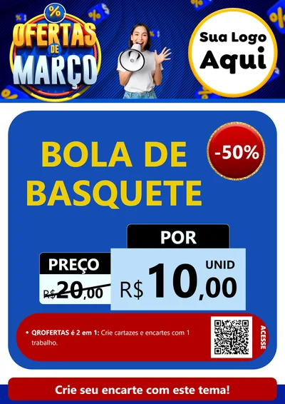Modelo de Cartaz para Cartaz A4 Vertical com o tema Ofertas de Março para Artigos Esportivos