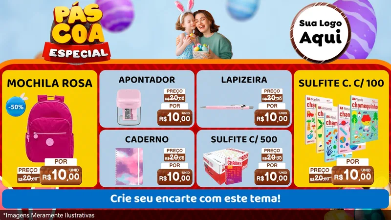 Modelo de TV para TV Horizontal com o tema Páscoa Especial para Papelaria