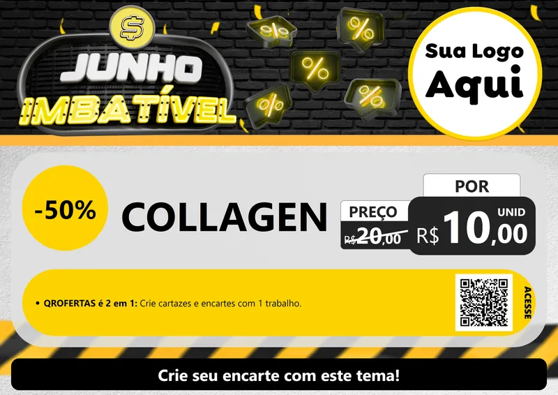Modelo de Cartaz para Cartaz A4 Horizontal com o tema Junho Imbatível para Suplementos alimentares