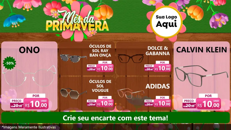 Modelo de TV para TV Horizontal com o tema Mês da Primavera para Óticas