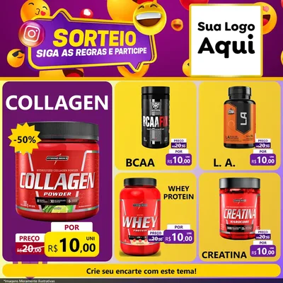Modelo de Rede Social para Feed Facebook com o tema Sorteio para Suplementos alimentares