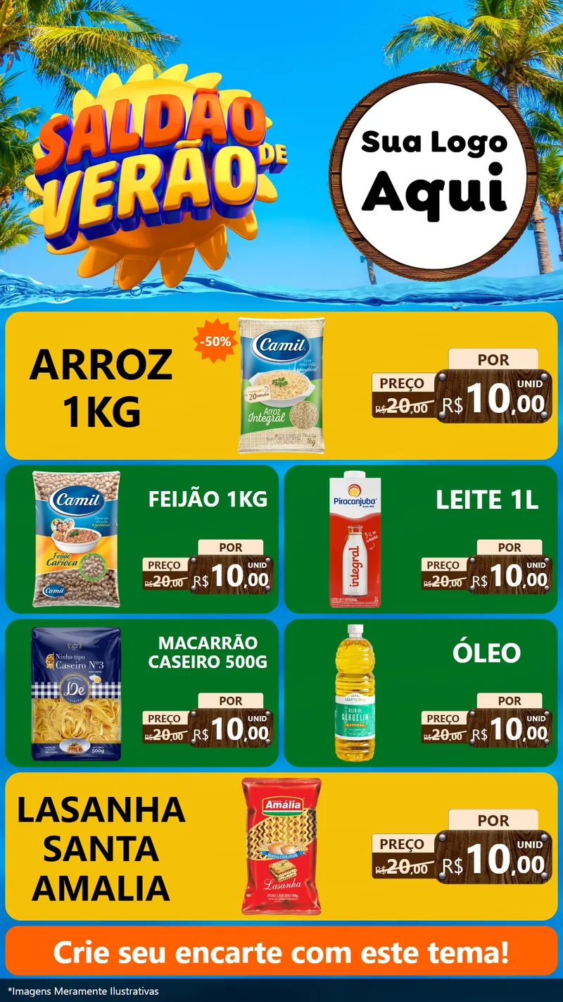 Modelo de TV para TV Vertical com o tema Saldão de Verão para Supermercado