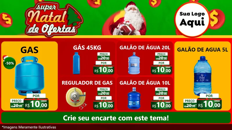 Modelo de TV para TV Horizontal com o tema Super Natal de Ofertas para Água e gás