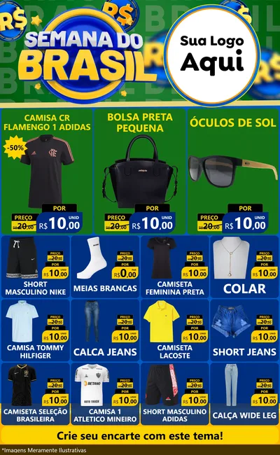Modelo de Encarte para Encarte Grande com o tema Semana Do Brasil para Roupas e acessórios