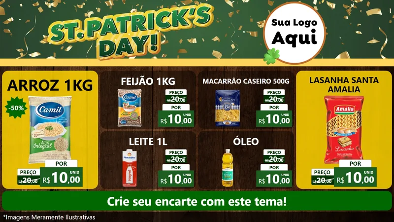 Modelo de TV para TV Horizontal com o tema St Patriks Day para Supermercado