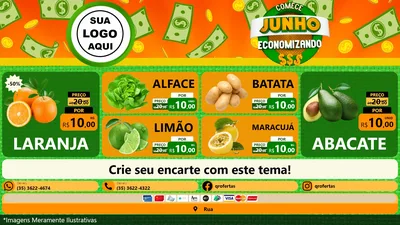 Modelo de TV para TV Horizontal com o tema Comece Junho Economizando para Hortifrúti