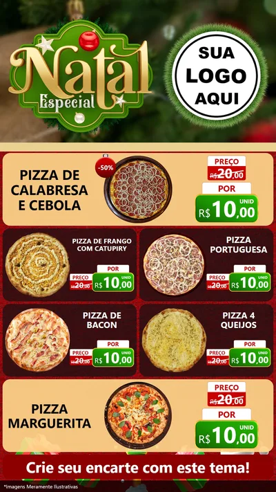 Modelo de TV para TV Vertical com o tema Natal Especial para Pizzaria