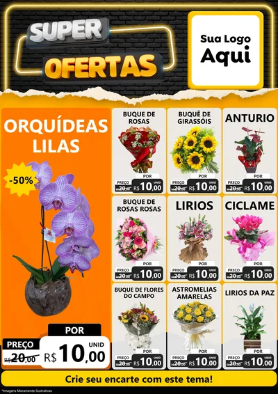Modelo de Encarte para Encarte A4 Vertical com o tema Super Ofertas para Floricultura e jardim