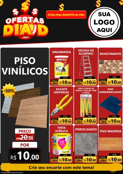 Modelo de Encarte para Encarte A4 Vertical com o tema Ofertas Dia D para Material para Construção