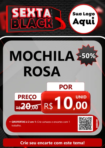 Modelo de Cartaz para Cartaz A4 Vertical com o tema Sexta Black para Papelaria